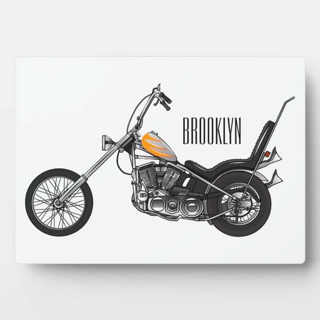 Chopper Motorrad 1950 Cartoon Abbildung Fotoplatte (Vorderseite)
