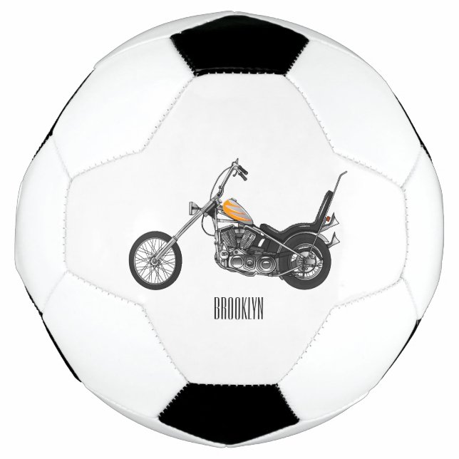 Chopper Motorrad 1950 Cartoon Abbildung Fußball (Vorderseite)