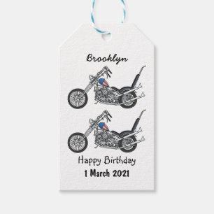 Chopper Motorrad 1950 Cartoon Abbildung Geschenkanhänger