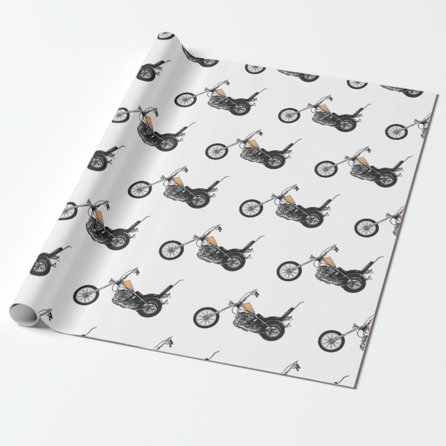 Chopper Motorrad 1950 Cartoon Abbildung Geschenkpapier (Ungerollt)