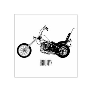 Chopper Motorrad 1950 Cartoon Abbildung Gummistempel