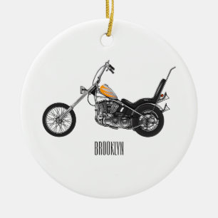 Chopper Motorrad 1950 Cartoon Abbildung Keramik Ornament