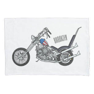 Chopper Motorrad 1950 Cartoon Abbildung Kissenbezug