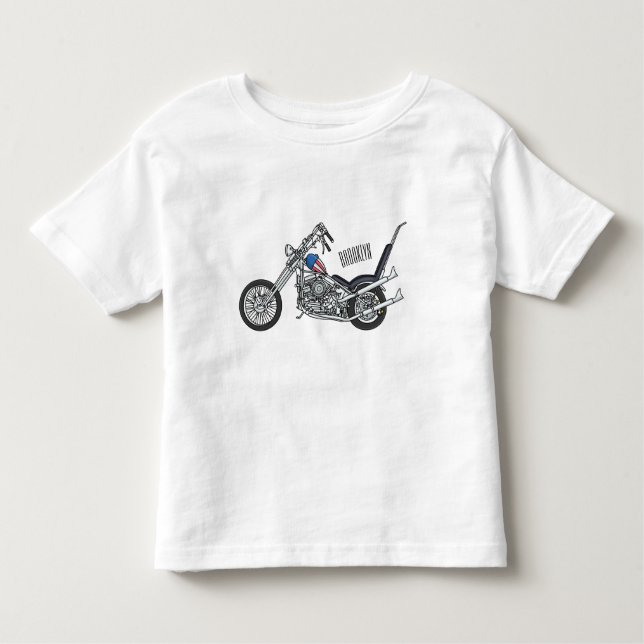 Chopper Motorrad 1950 Cartoon Abbildung Kleinkind T-shirt (Vorderseite)