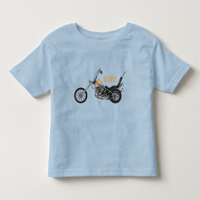 Chopper Motorrad 1950 Cartoon Abbildung Kleinkind T-shirt (Vorderseite)