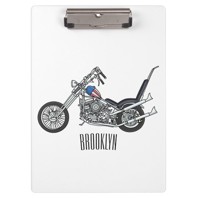 Chopper Motorrad 1950 Cartoon Abbildung Klemmbrett (Vorderseite)