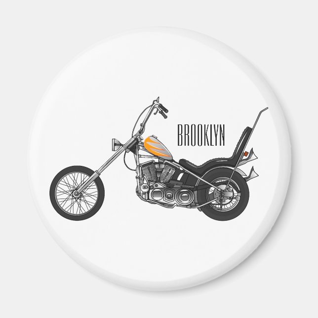Chopper Motorrad 1950 Cartoon Abbildung Magnet (Vorne)