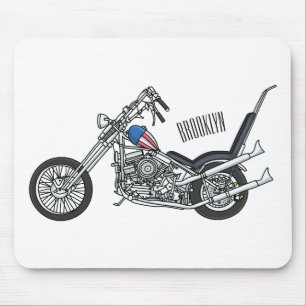 Chopper Motorrad 1950 Cartoon Abbildung Mousepad
