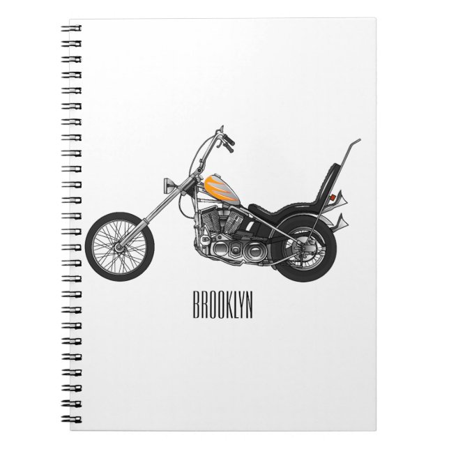 Chopper Motorrad 1950 Cartoon Abbildung Notizblock (Vorderseite)