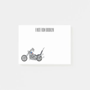 Chopper Motorrad 1950 Cartoon Abbildung Post-it Klebezettel