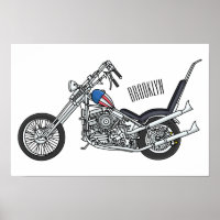 Chopper Motorrad 1950 Cartoon Abbildung