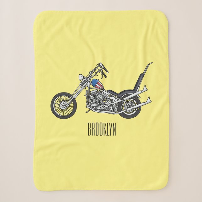 Chopper Motorrad 1950 Cartoon Abbildung Sherpadecke (Vorderseite)