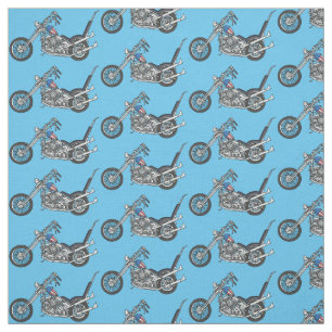 Chopper Motorrad 1950 Cartoon Abbildung Stoff