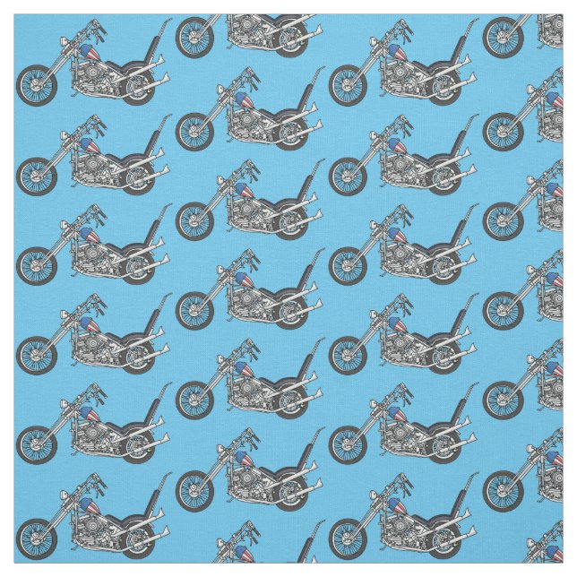 Chopper Motorrad 1950 Cartoon Abbildung Stoff (Muster)