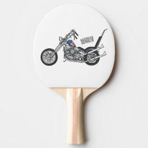 Chopper Motorrad 1950 Cartoon Abbildung Tischtennis Schläger
