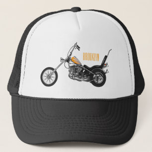 Chopper Motorrad 1950 Cartoon Abbildung Truckerkappe