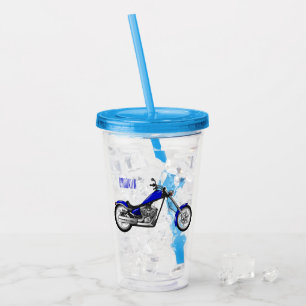 Chopper Motorrad Cartoon Abbildung Acryltrinkbecher