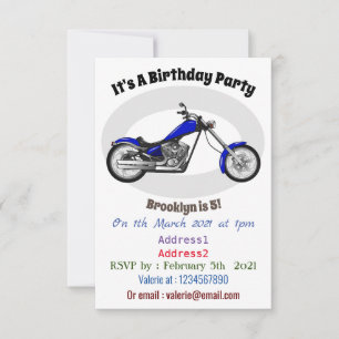 Chopper Motorrad Cartoon Abbildung Einladung