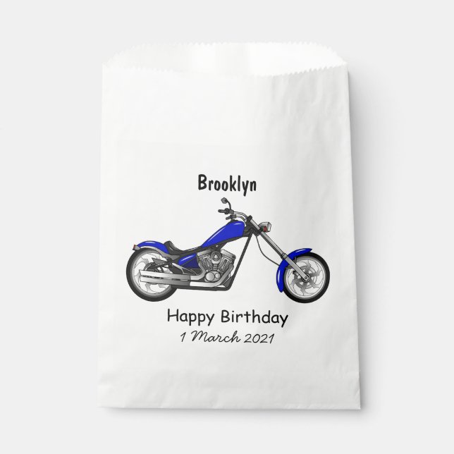 Chopper Motorrad Cartoon Abbildung Geschenktütchen (Vorderseite)