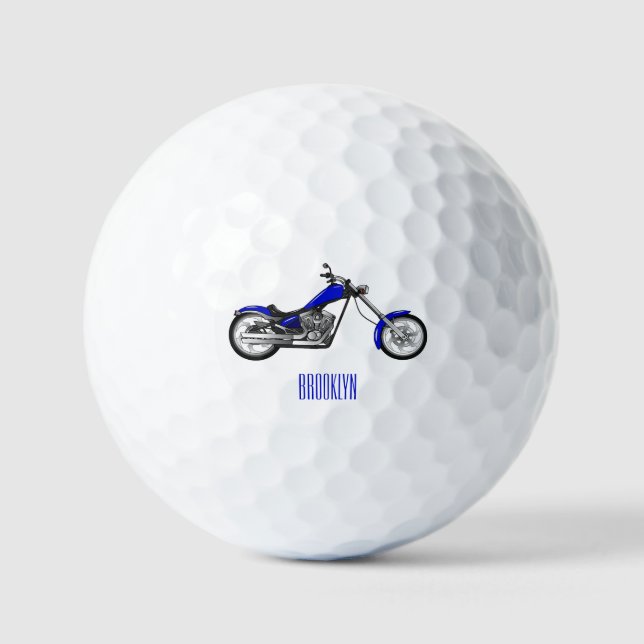 Chopper Motorrad Cartoon Abbildung Golfball (Vorderseite)
