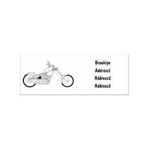 Chopper Motorrad Cartoon Abbildung Gummistempel