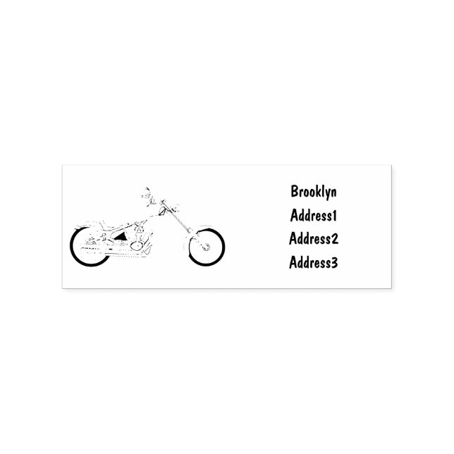 Chopper Motorrad Cartoon Abbildung Gummistempel (Prägung)