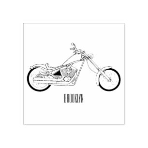 Chopper Motorrad Cartoon Abbildung Gummistempel