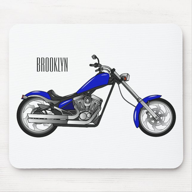 Chopper Motorrad Cartoon Abbildung Mousepad (Vorne)