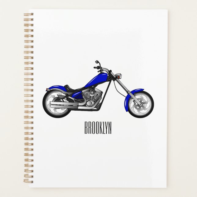 Chopper Motorrad Cartoon Abbildung Planer (Vorderseite)