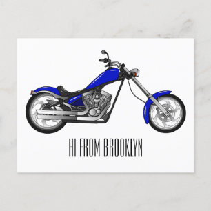 Chopper Motorrad Cartoon Abbildung Postkarte