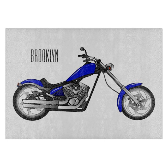 Chopper Motorrad Cartoon Abbildung Schneidebrett (Vorderseite)