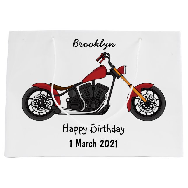 Chopper-Motorrad-Illustration Große Geschenktüte (Vorderseite)