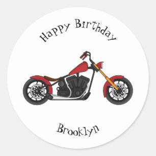 Chopper-Motorrad-Illustration Runder Aufkleber