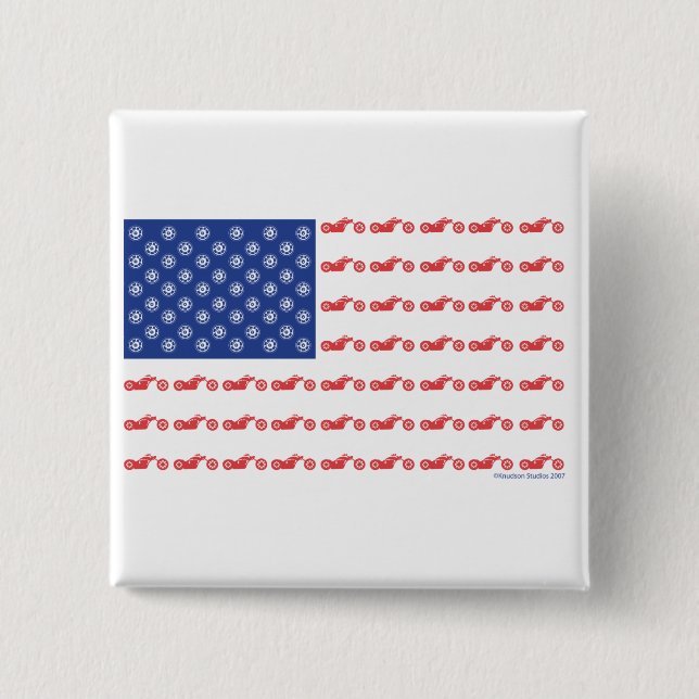Chopper Motorrad - Patriotische Flagge Button (Vorderseite)