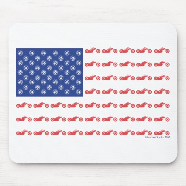 Chopper Motorrad - Patriotische Flagge Mousepad (Vorne)