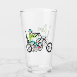 Chopper-Motorrad-Strichmännchen Glas