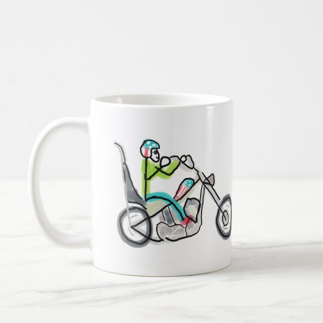 Chopper-Motorrad-Strichmännchen Kaffeetasse (Links)