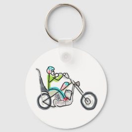 Chopper-Motorrad-Strichmännchen Schlüsselanhänger