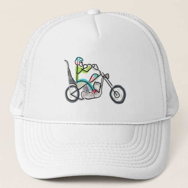 Chopper-Motorrad-Strichmännchen Truckerkappe (Vorderseite)