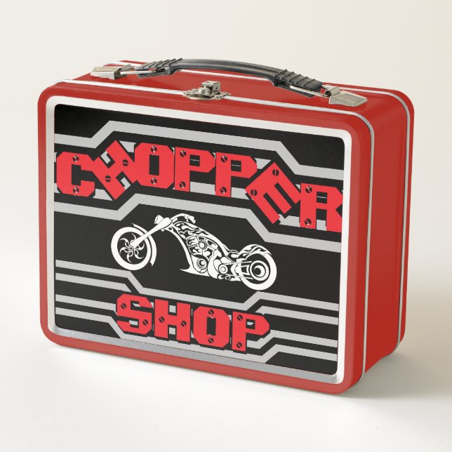 Chopper-Shop-Motorrad Metall Brotdose (Vorderseite)