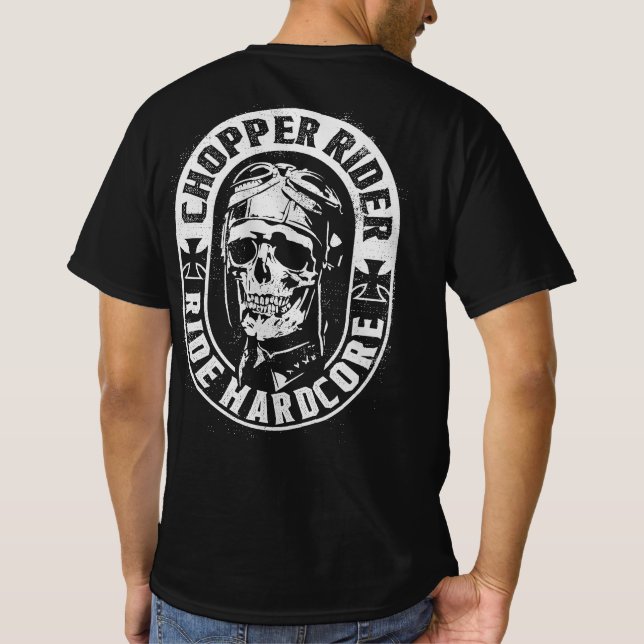 Chopper Skull Rider Motorrad-Rider Hardcore T-S T-Shirt (Rückseite)