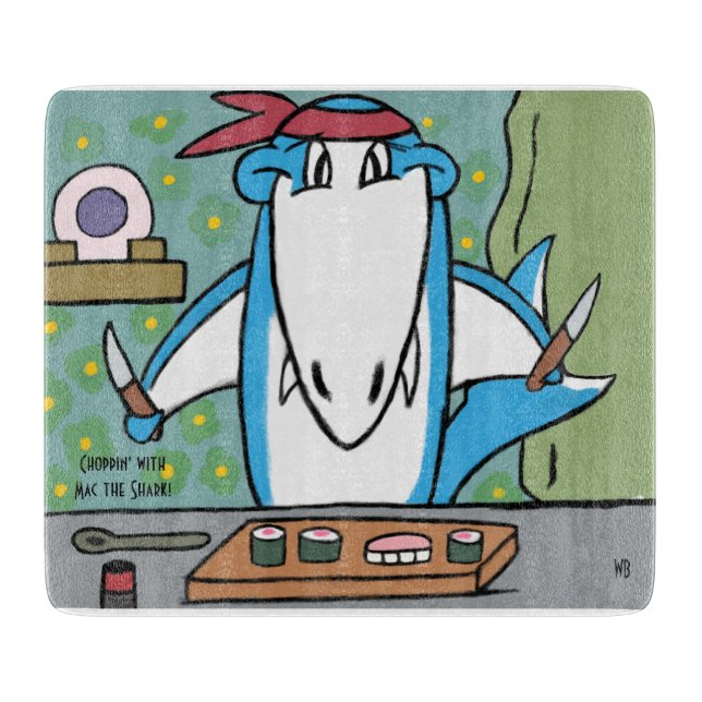 Choppin' with Mac the Shark Schneidebrett (Vorderseite)