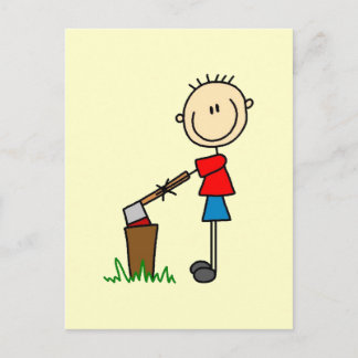 Chopping Wood Strichmännchen Tshirts und Geschenke Postkarte