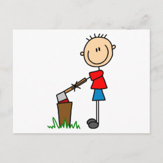 Chopping Wood Strichmännchen Tshirts und Geschenke Postkarte