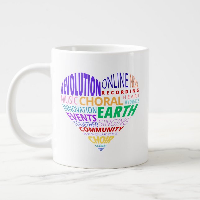 Chor der Erde Wortwolke Jumbo-Tasse (Links)