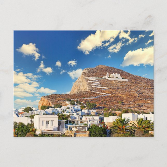 Chora mit Panagia Kirche von Folegandros Postkarte (Vorderseite)