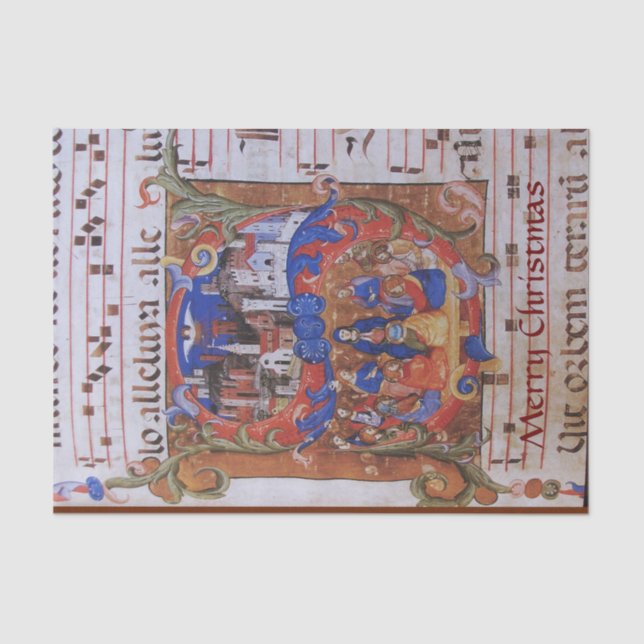 CHORALE MUSIK CHRISTMAS PARCHMENT MIT SITZEN SEIDENPAPIER (Vorderseite)