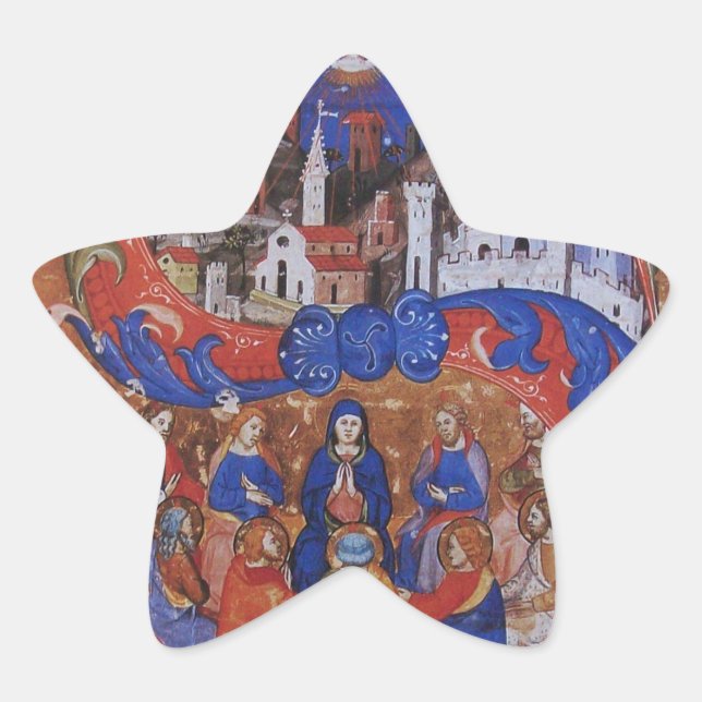 CHORALE MUSIK CHRISTMAS PARCHMENT MIT SITZEN Stern-Aufkleber (Vorderseite)