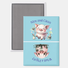 Chore Erinnerung Sauberes Dirty Wasserfarbe Pigsty Magnet
