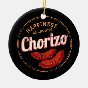 Chorizo Retro Wurst Vintage BBQ Gourmet Barbecue Keramik Ornament